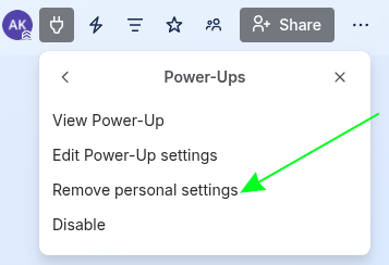 Settings view